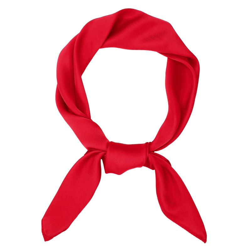 JasGood Damen Seidentuch Seide Leicht Eleganter Seidenschal Damen Bandana Halstuch Kopftuch Schal Vielseitiges Seidenschal für Frauen Rot