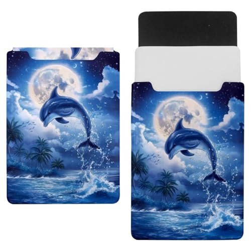 Housse pour ordinateur portable anti-choc 35,1 x 25,9 cm - Pochette imperméable Dauphin et Lune