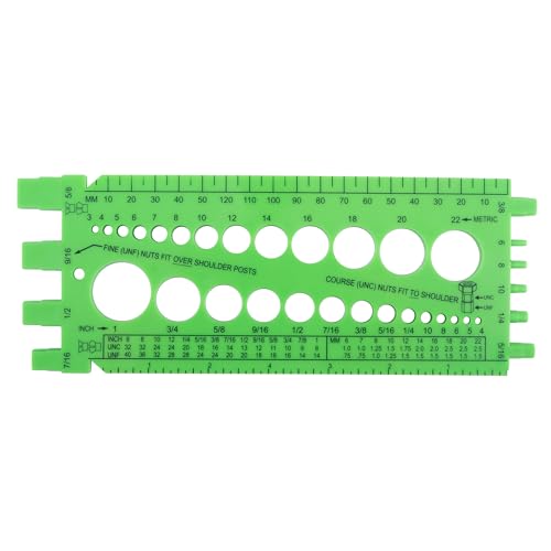 OEMTOOLS 26691 Nut and Bolt Thread Checker, Bolt Size Finder, Thread Gauge SAE and Metric, Bolt Size Finder Tool, Inch and Metric Ruler, Durable Plastic, Water, Alcohol, Oil and Grease Resistant