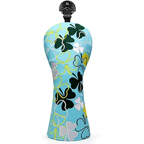 Irish Shamrock Golf Hybrid/ Rescue Headcover, White Leather Golf Club Covers for Hybrids , Rotatable #2 3 4 5 6 Ut Hybrid Head Cover for Women/ Men Golfer Cover