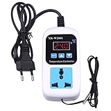  SODIAL Controlador Digital de Temperatura Termómetro Termostato Incubadora Control Control Del Microordenador Demora el Comienzo con la Sonda 110-220V 1500W Eu Enchufe
