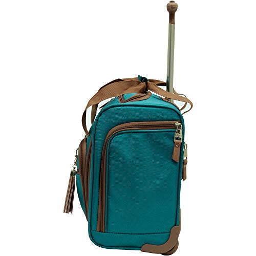 Steve Madden Designer Luggage Collection- 3 Piece Softside Expandable Lightweight Spinner Suitcases- Travel Set Includes Under Seat Bag, 20-Inch Carry On & 28-Inch Checked Suitcase (Harlo Teal Blue) #TOP6