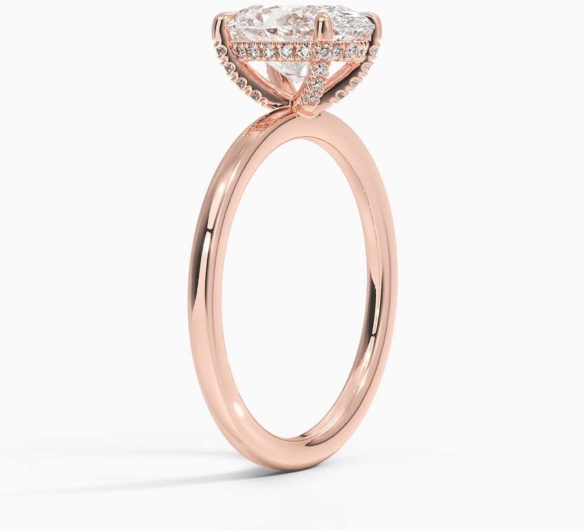 1-3.0 Carat Oval Moissanite Solitaire Hidden Halo Engagement Ring with Accents Lab Created Diamond In 14k White Yellow Rose Gold For Women,D-VVS1 Promise