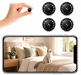 NOBEYSTON Mini Telecamera Spia WiFi Interno/Esterno, Videocamera Sorveglianza 1080P, Visione Notturna, Rilevamento di Movimento, Controllo Remoto Con App per Casa/Bambini A/Y (Black, Mini 4 PCS)