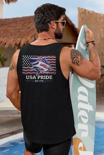 Image of VOGSTART Mens Graphic Muscle Tank Top Beach Slub Cotton Sleeveless Shirts | Design, Print, Casual, Summer, Vacation, Holiday, Surf, Hawaiian, Workout, Vintage, Tropical