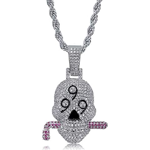 KMASAL Skull CZ Pendant Hip Hop Iced Out Bling 18K Gold Plated Chain 5A+ Cubic Zirconia Necklace for Men Women Cover