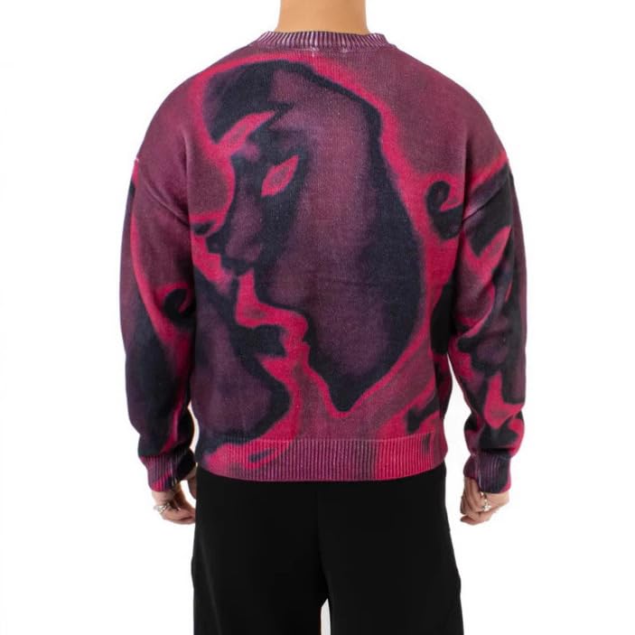 Men's Retro Harajuku Unisex Knitted Sweater Hoodie Unique Unisex Round Neck Retro Couple Top3