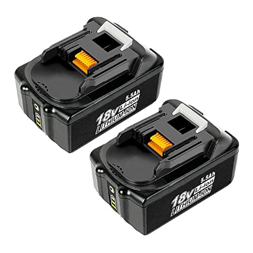 2Stück BL1860B Ersatzakkku 5500mAh 18V Li-ion Akku für Makita 18V Akku Kompatibel mit BL1860 BL1850B BL1840B BL1830 Cover