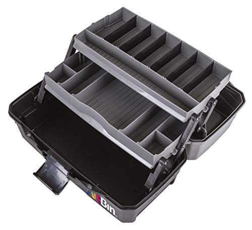 Artbin 6892Ag 2-Tray Art Supply Box, Portable Art & Craft Organizer With Lift-Up Trays, [1] Plastic Storage Case, Gray/Black #TOP5