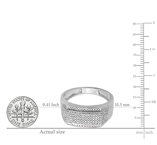Dazzlingrock Collection 0.45 Carat (Ctw) Sterling Silver White Diamond Men's Flashy Hip Hop Pinky Ring 1/2 Ct, Size 10 #TOP4