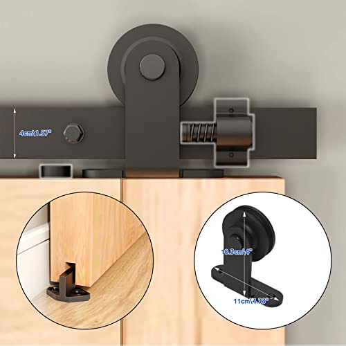 Image of CCJH 8.2FT Sliding Barn Door Hardware Kit, Heavy Duty, Smoothly and Silently, Easy to Install, Fit 49.2 inch Width Single Door Panel, T-Shaped Style Black