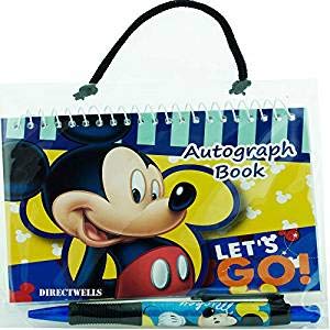 Party Favors Disney Mickey and Minnie Mouse Autograph Note Pads Memo Book- (Mickey Mouse Let's Go with Pen)