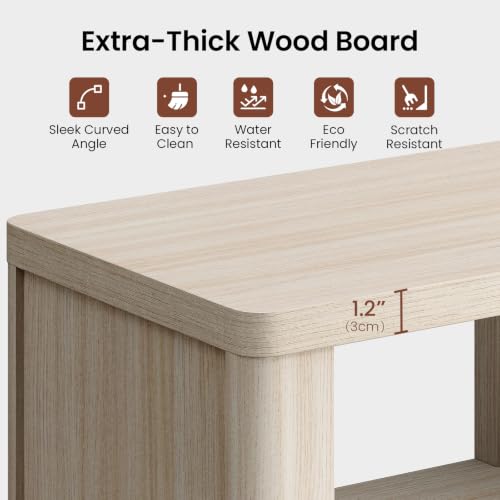 Image of ModernMate Wood End Table Set of 2, 24 inch Tall Nightstand for Bedroom, Thick 1.2 inch Top, Rounded Corner Side Table, Accent Table for Living Room, Sofa Side, Small Spaces, Beige Oak