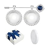 NBEADS Charm para fotos de boda de plata con lazo de poliéster y caja de regalo con lazo, kit para hacer alfileres fotográficos, algo azul, regalo para novia