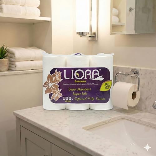 Image of Liora 2 Ply Toilet Paper Roll | 2,220 Pulls | 185 Pulls x 12 Rolls| Ultra-Soft, Highly Absorbent Tissue | Compatible with All Dispensers | Ideal for Home, Office & Restaurant Use (12 Roll in 1)