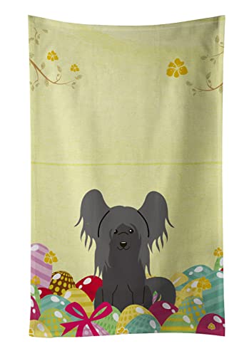 Caroline's Treasures BB6112KTWL Easter Eggs Chinese Crested Black Kitchen Towel Dish Cloths Guest Hand Towel Decorative Bathroom Towel for Face,Tea, Dishcloth, Kitchen and Bath