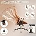ovios Ergonomic Office Chair, High Back Faux Leather Executive Chairs with Armrests, Comfy Mid-Century Modern Swivel Rolling Computer Armchair (Brown, Suede Leather)