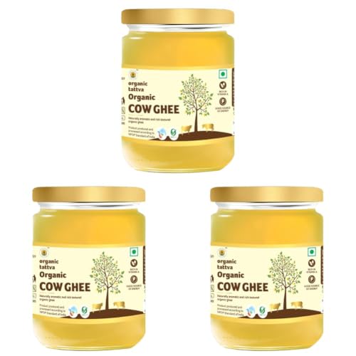 Image of Organic Tattva Ghee 500ml | Organic Cow Ghee | Desi Ghee Rich in Vitamin A | Ghee Jar for Everyday Cooking & Grocery Use (Pack of 3)