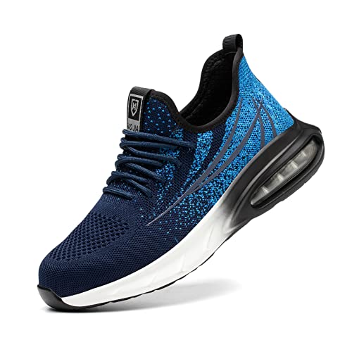 Baofular Sicherheitsschuhe Herren Leichte Arbeitsschuhe Herren Damen Sportliche Stahlkappenschuhe rutschfeste Arbeitsturnschuhe Blau 45 EU Cover