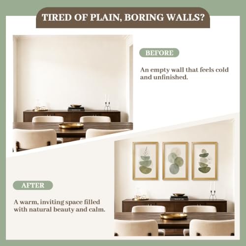 Framed Abstract Wall Art Set of 3, Sage Green Botanical Prints 16x24 Inch - image 6
