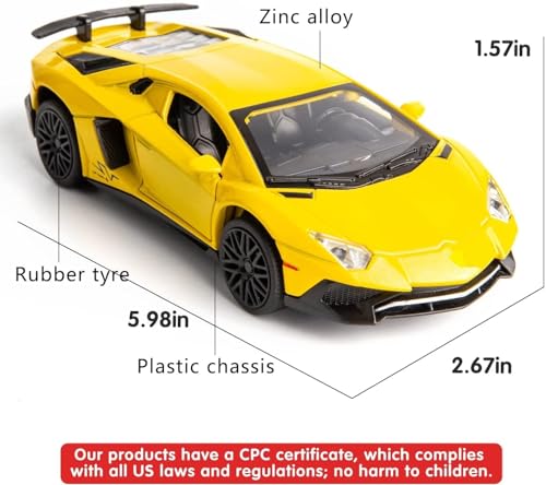Image of New 1:32 LP750 Diecast Alloy Metal Pull Back Car with Openable Doors Music Sound and Light Vehicle Toy Car for Kids Boys (Red)