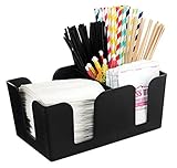 [1 PACK] Bar Caddy with 6 Compartments, Plastic Bar Organizer, Heavy Duty Refillable Bar Organizer, Barware Caddy, Napkin Dispenser, Straw Organizer by EcoQuality