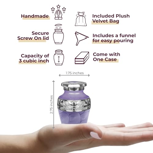 Image of Trupoint Memorials Cremation Urns for Human Ashes, Silver Lining Decorative Burial Urns for Male and Female, Funeral Memorial Urn for Women and Men - Purple, 1 Keepsake