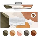 HAOCOO Boho Desk Mat, Computer Desk Pad, Large Mouse Pad for Desk, XXL Gaming Mousepad Cute for Desktop with Non-Slip Base, Waterproof Laptop Keyboard Mat for Office Home, Green Brown