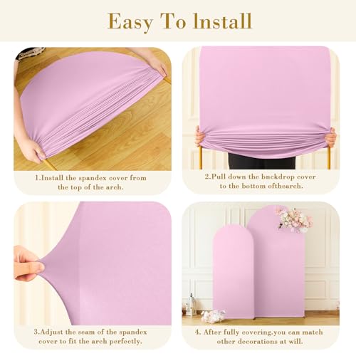 Image of 7.2FT 6FT Arch Backdrop Cover for Wedding, Set of 2 Stretchy Spandex Fitted Arch Stand Cover for Baby Shower, Birthday Party Decor, Chiara Backdrop Cover with Double-Sided Design(Pink)