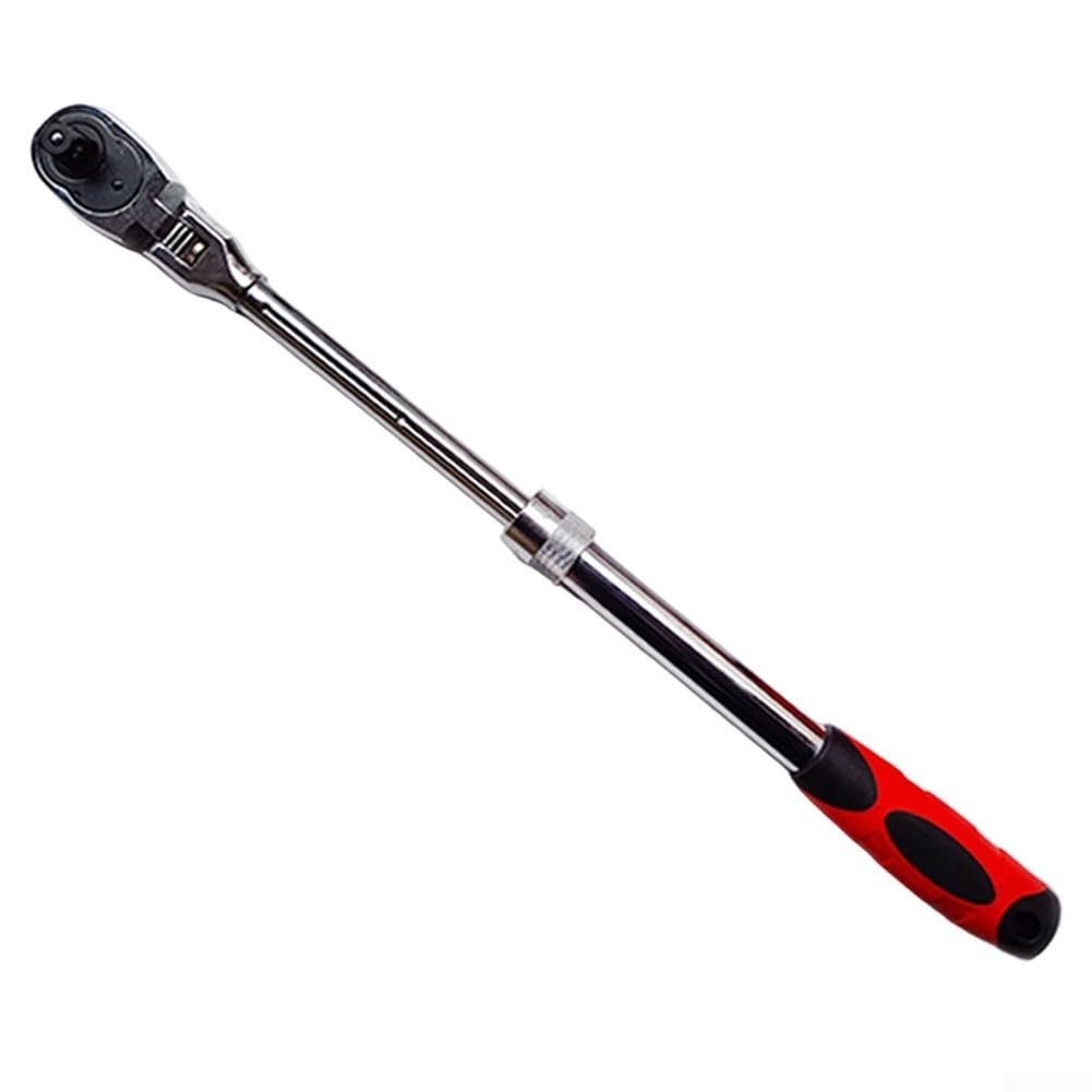 Llave de trinquete retráctil de 72 dientes con mango extensible para liberación rápida y cambio automático de dirección, herramienta manual de metal rojo para reparación de automóviles en el hogar, 1