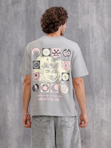 Image of WROGN Men's Pure Cotton T-Shirt | Printed Design | Oversized Fit
