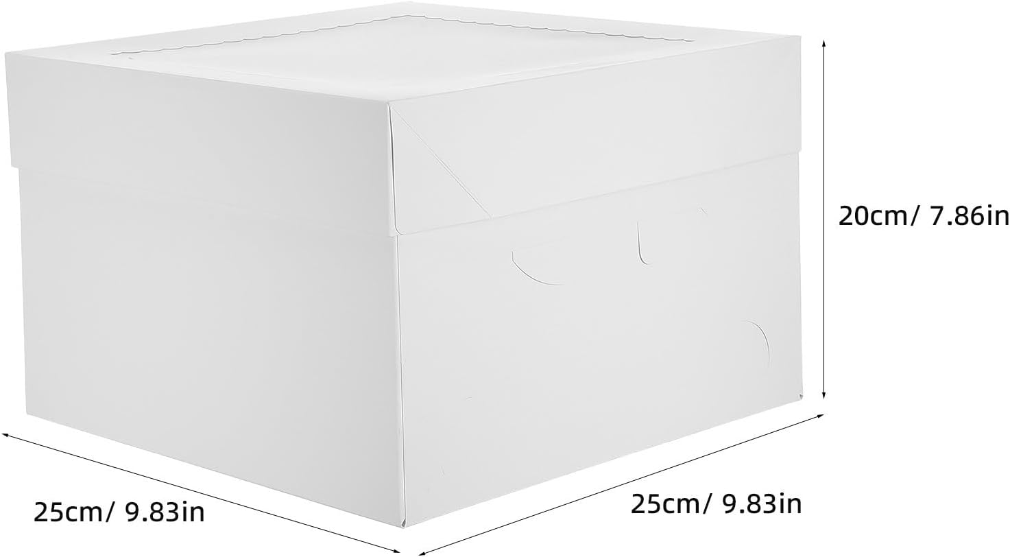 Tall White Cardboard Cake Carrier Box with Lid and Drum Board