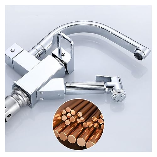 Robinet d'évier de cuisine extractible noir mitigeur douchette double mode chrome - 5