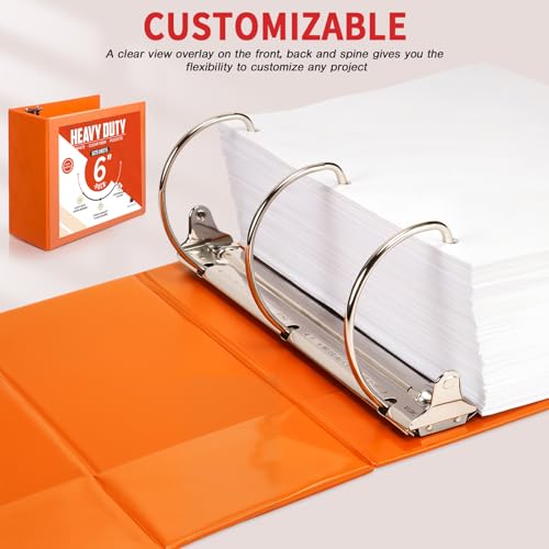Image of Sinload 6 Pcs 3 Ring Binder, Large Capacity D Ring Binders with Pockets, 8.5 inch x 11 inch Presentation Folder View Binder with Customizable Clear Cover for Documents Files Projects (Multicolored,6 Inch)