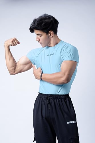 Image of COITONIC Men's Half Sleeve Compression T-Shirt - Athletic Base Layer for Gym, Sports & Fitness Training