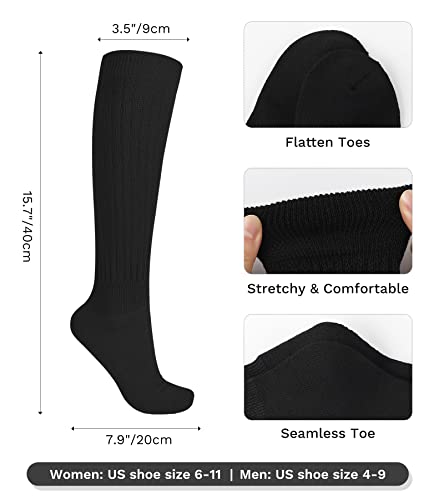 Jocmic 3 Pairs Slouch Socks Women Extra Long Knee High Scrunch Socks Size 6-11 Black+Brown+Grey #TOP3