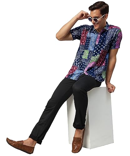 Image of Venisa Men's Cotton Blended Printed Casual Shirt