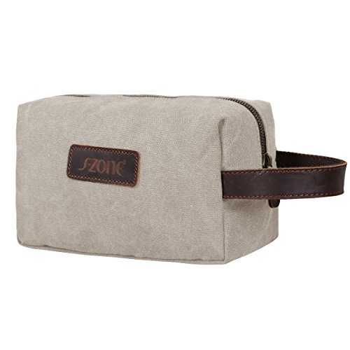 S-ZONE Canvas Travel Toiletry Organizer Shaving Dopp Kit Cosmetic Makeup Bag