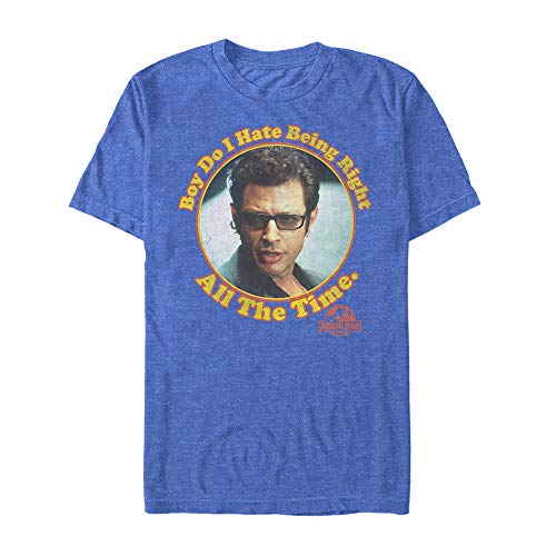 Jurassic Park Mens Dr. Malcolm Right All the Time T-Shirt - Royal Blue Heather - Small
