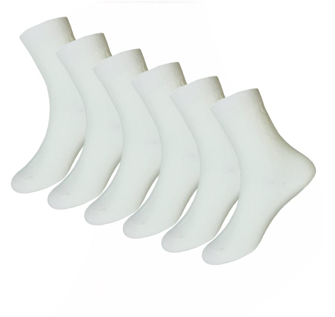 CYS Calcetines 6 Pares Cortos Colegio Uniformes Escolares Alto Algodón Para Niños Niñas Infantiles Pack de 6 Pares