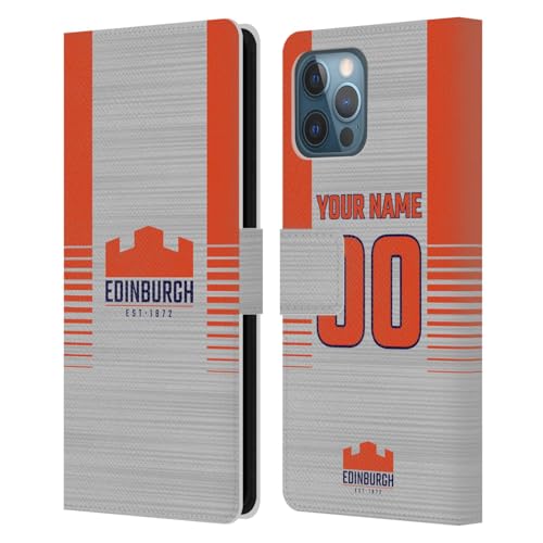 Étui iPhone 12 Pro Max Edinburgh Rugby en cuir premium, finition personnalisée Away Trousse