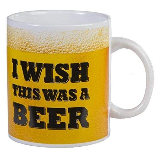 OOTBI Wish This was a Beer Coffee Mug, Porcelain, Multi-Colour, 11 x 11 x 13 cm