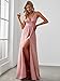 Ever-Pretty Women's Bridesmaid Dresses Deep V-Neck Sleeveless Side Slit Floor Length Wedding Guest Dress Dusty Rose US14