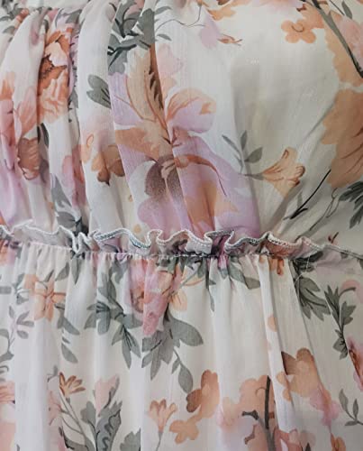 Image of Mansy Womens 2026 Summer Floral Mini Dress Boho Flowy Skater Dresses Short Sleeveless Ruffle Spaghetti Strap Dress