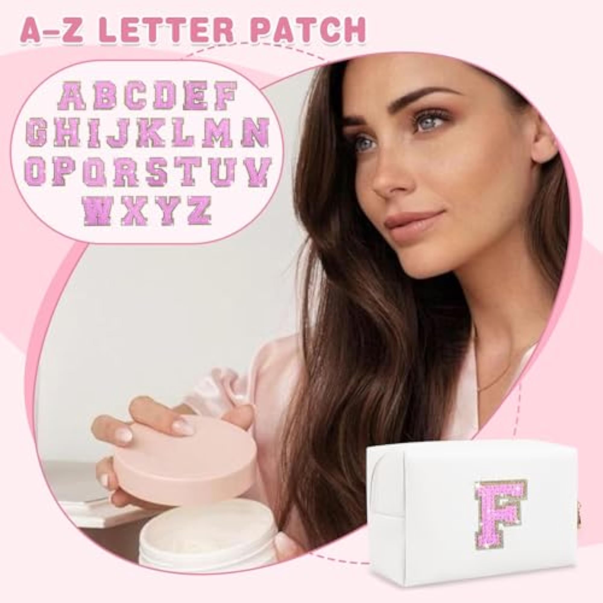 Personalized Small Initial Patch Makeup Bag, Gift