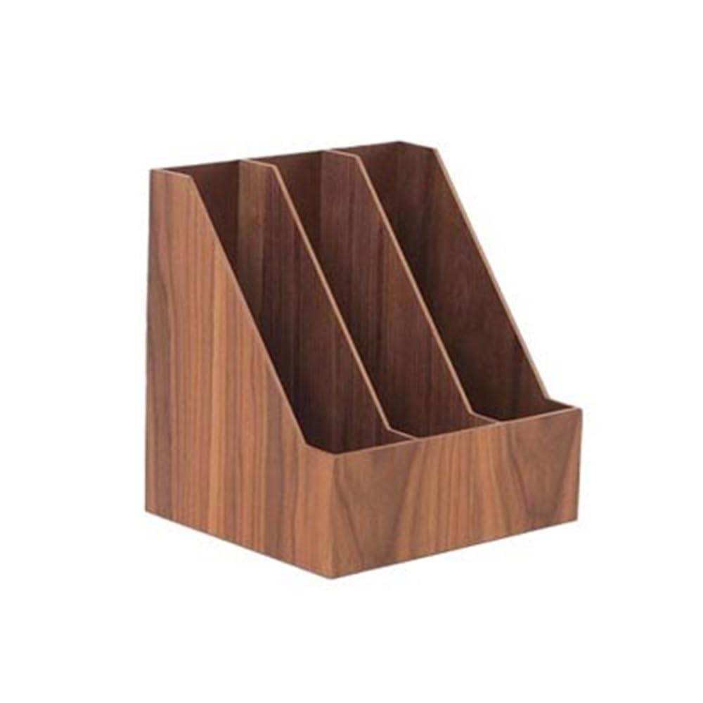 J9V4G6S3B5 Desktop File Rack File Holder 3 Vertical Compartments magazine file holder,Desk Organizer Document Folder(Bruin)