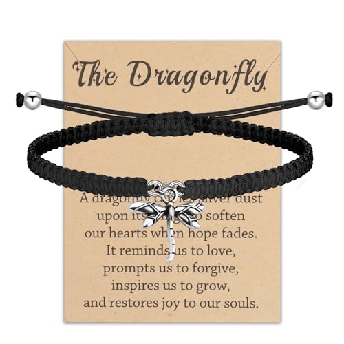 HOLLP Dragonfly Inspirational Jewelry Best Friend Gift Dragonfly Braided Rope for Dragonfly Lover