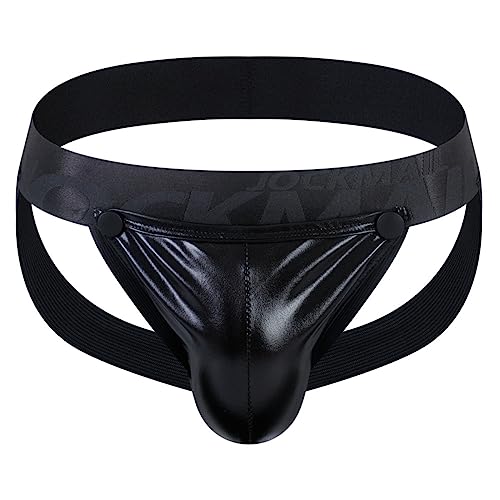 Mens Jockstrap Underwear Fasion Athletic Supporter with Removeable Pouch Men Jock Strap (XL, BLACK)