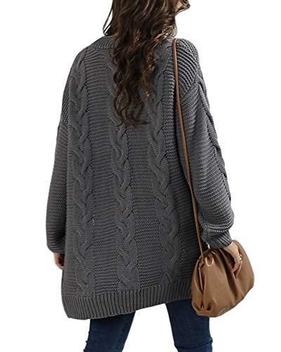Image of Womens Oversized Chunky Open Front Cardigan Sweaters Cable Knit Long Sleeve Cardigans Outwear Coats