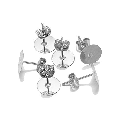 HSAGDAS En blanco bronce rodio metal del oro Kc pendiente del poste de los pernos prisioneros Base Pins, con pendiente enchufe de o�do for la joyer�a Volver Makings oro 5m 100 piezas/lote 4-10mm m